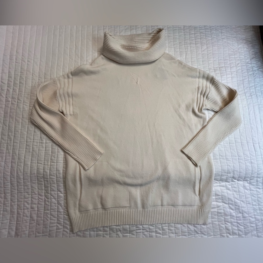 Joan Vass cream cowl neck sweater NWT